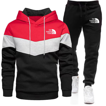2025 Set di abbigliamento sportivo da jogging casual da uomo con cappuccio e pantaloni sportivi neri Giacca gommata Sport di moda Set invernale caldo da 2 pezzi