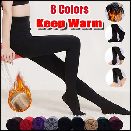 Women Winter Thermal Warm Thick Pantyhose Fluff Lined Stretch Slim Leggings Pants PlatiNum