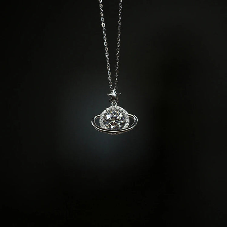 New 925 Sterling Silver Planet Necklace Personality Charming Woman Pendant Choker Birthday Gift for Friends Exquisite Jewelry PlatiNum