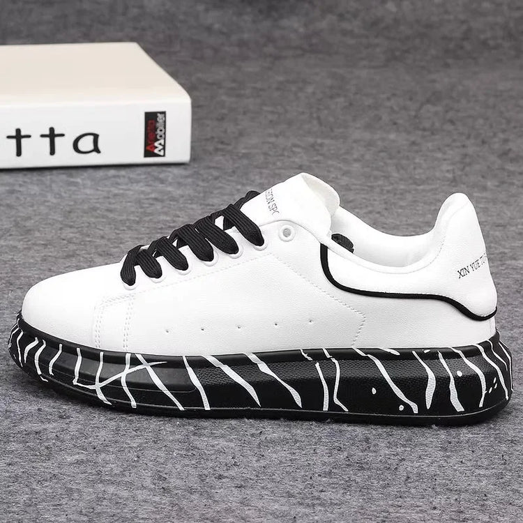 Brand men's shoes, fashionable and versatile couple's sneakers, breathable sports and leisure thick-soled women's white shoes