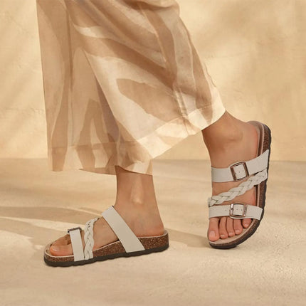 Crestar Sandali con pedana in sughero da donna Sandali scorrevoli slip-on con fibbia alla moda da donna Nuove pantofole comode estive con supporto per l'arco plantare