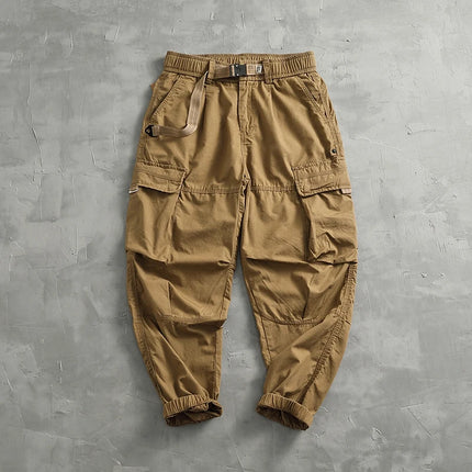Men's corset casual pants loose 3D vertical cut retro military style outdoor scratch resistant multi-pocket cargo pants