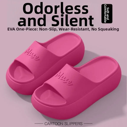 Women's Non-Slip Casual Slippers with Thick Sole, Summer Style, Comfortable Home Slippers, Raised Bath Slippers, Beach Slippers