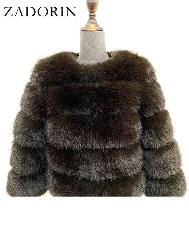 ZADORIN Winter Luxury Long Mink Fur Coats Woman Warm Faux Fur Coat Long Sleeve Fluffy Fur Jacket Woman Overcoat Fur Faux Coat
