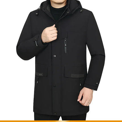 Men's Detachable Liner & Hat Puffer Coats Business Casual Hooded White Duck Down Jackets 2026 Winter Outwear Windproof Top Parka