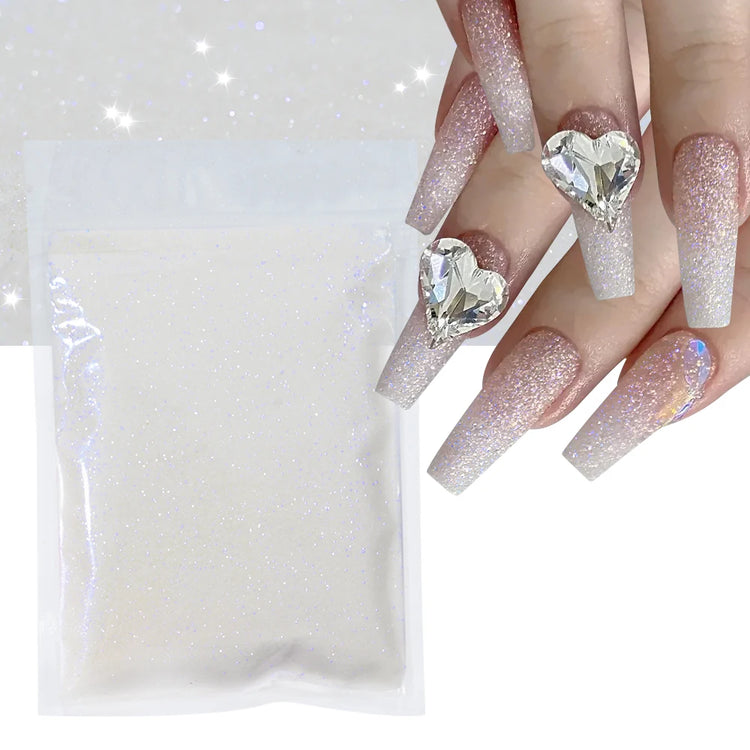 10g/Bag Glitter Snow White Nail Art Sugar Powder Sweater Laser Shiny Decoration Chrome Powder Woolen Candy Effect Nails 2027