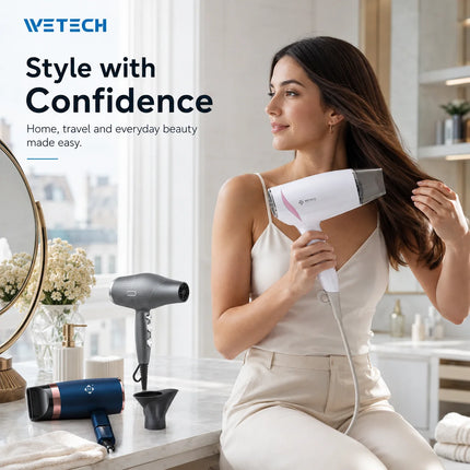Professional Hair Dryer Collection, Foldable & Compact Household Hair Blow Dryer Series, Multi‑Power 1600‑2200W Ionic Hairdryer for Home Salon Daily Hair Styling