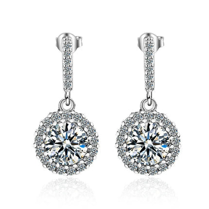 New 925 Sterling Silver 2ct Moissanite Earrings for Women Exquisite Student Girlfriend Wedding Engagement Jewelry Fashion Gift PlatiNum