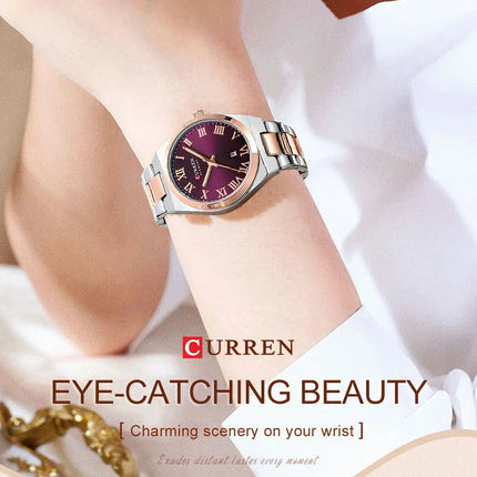 CURREN Orologio da donna, Orologi da donna, Orologi da donna, Abito alla moda impermeabile Bracciale in acciaio inossidabile Orologi analogici Data platinumshop