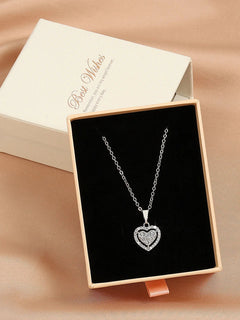 ZAKOL Simple Geometric Crystal White Zircon Pendant Necklace For Women Silver-Color Wedding Party Jewelry Gift With Box