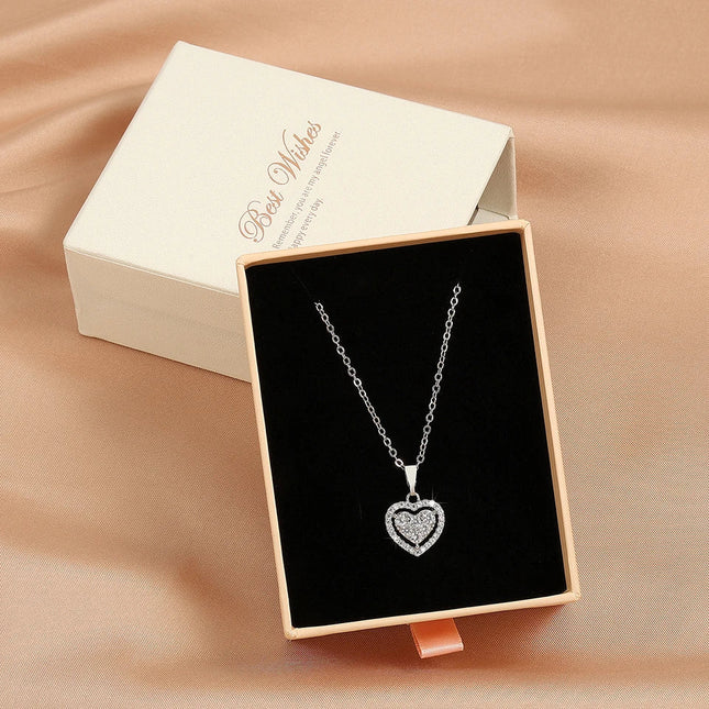 ZAKOL Simple Geometric Crystal White Zircon Pendant Necklace For Women Silver-Color Wedding Party Jewelry Gift With Box PlatiNum