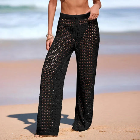 Nuovi Pantaloni da Spiaggia alla Moda 2026 con Coulisse, Sexy e Trasparenti, da Donna, in Maglia, Scavati, Casual e Larghi platinumshop