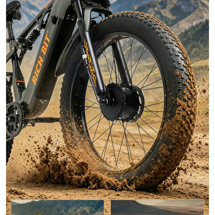 Bici Elettrica Fuoristrada C01, E-bike da Montagna 26'', Doppio Motore, Potenza di Picco 3000W, Batteria al Litio Rimovibile 48V 20Ah, Doppia Sospensione, Velocità Massima 60-63km/h