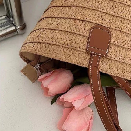 Women's Large Capacity Shoulder Bag, Woven Straw Summer Handbag, Designer Luxury Beach Bag, Bali Shopper