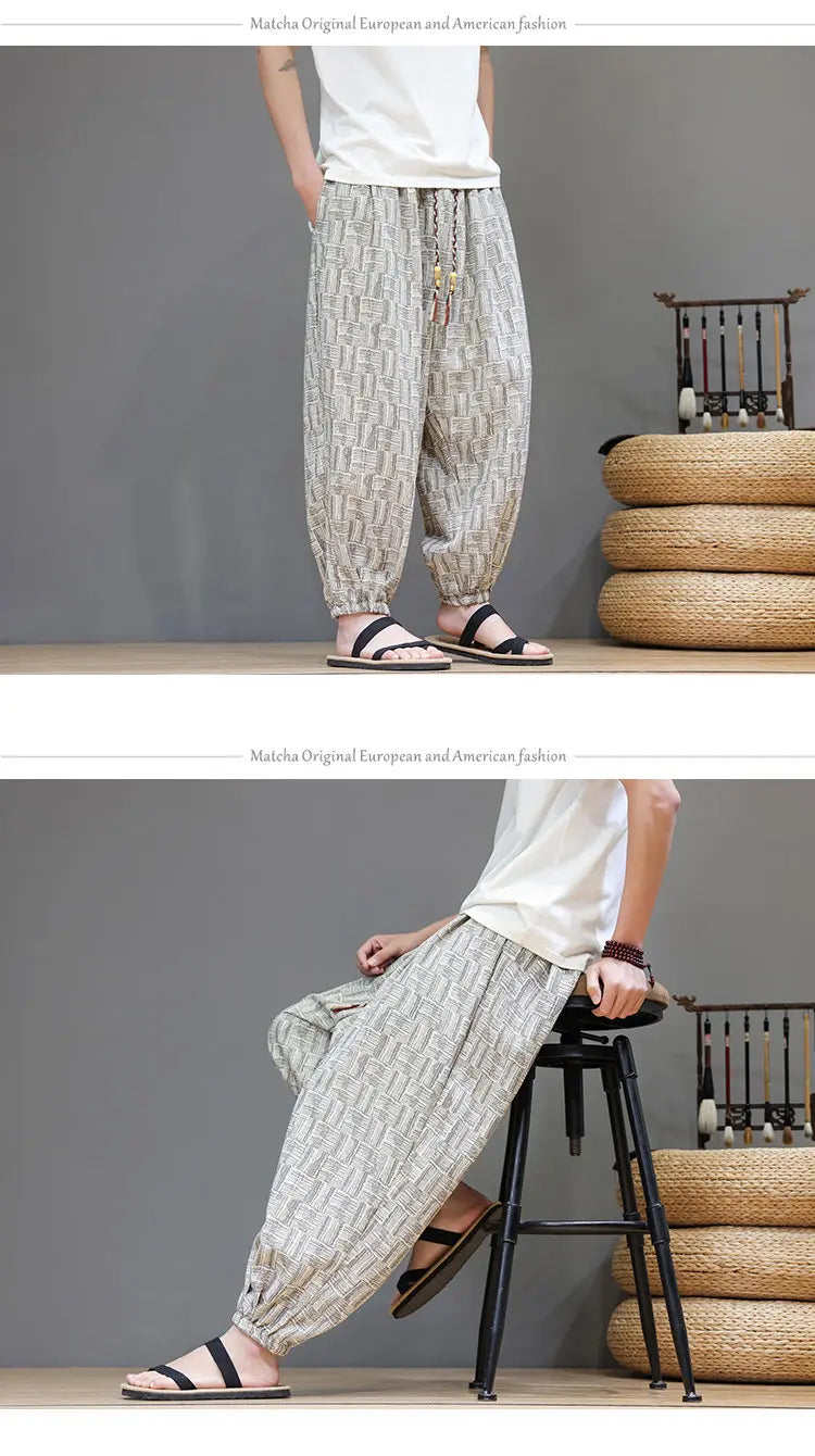 Pantaloni a Gamba Larga Stile Cinese in Corduroy, Pantaloni Lantern da Uomo, Comodi e Traspiranti per Autunno e Inverno, Jogger Casual
