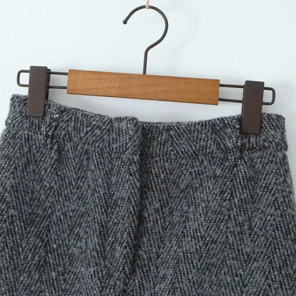 YENKYE 2025 Women High Waist A-line Mini Woolen Skirt Office Autumn Winter Elegant Skirts PlatiNum