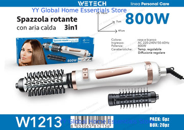 Household Multifunctional Rotating Hot‑Air Styler, Interchangeable Hair Dryer Brush, 800W Hair Volumizer Straightening & Curling Tool for Daily Hairstyle Making