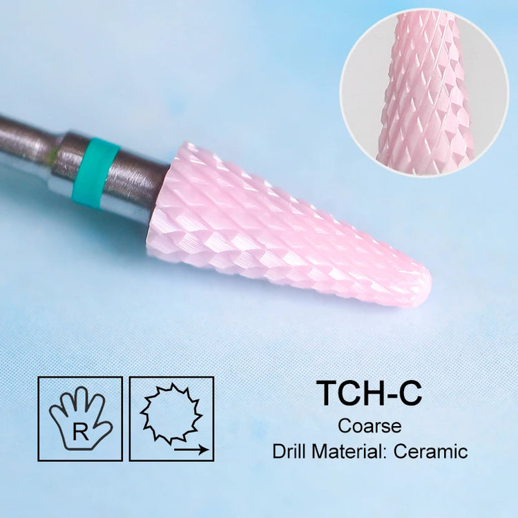 Pink Ceramic Carbide Nail Drill Bits Milling Cutter For Gel Polish Remover Electric Nail Machine Polishing Peeling File Home Salon Manicure Pedicure Accessories