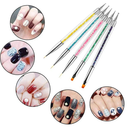 5Pc Nails Art Dotting Pen Acrylic Drawing Liner Supplies Brush Rhinestone Gems Picker UV Gel Painting Manicure Accessoires Tools 2028