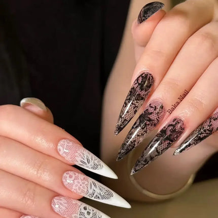 10 Rolls 2.5*50cm New Black White Lace Transfer Foil Nail Art Sexy Full Wraps Flower Glue Adhesive DIY Manicure Styling Tools 2028