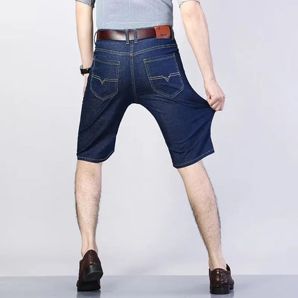 Pantaloncini di jeans da uomo estivi Pantaloni pentagramma da lavoro sottili, traspiranti, larghi e comodi Pantaloncini dritti alla moda Blu