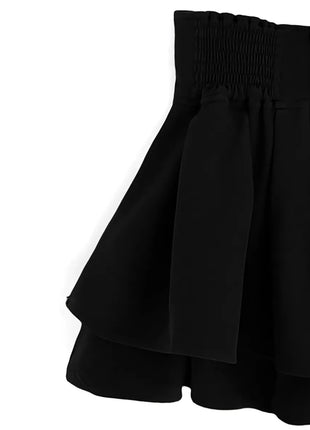 Minigonna a balze Lautaro Primavera Estate Nera Dolce Carina Kawaii a Vita Alta da Donna, Abbigliamento Cutecore Stile Giapponese Moda