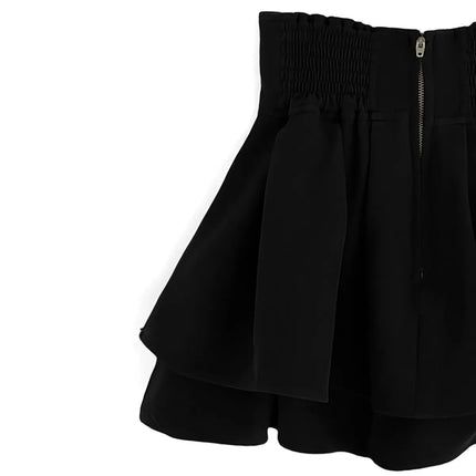 Lautaro Damen-Stufenminirock Frühling Sommer, Schwarz, Süß, Kawaii, Hohe Taille, Cutecore-Kleidung, Japanischer Modestil
