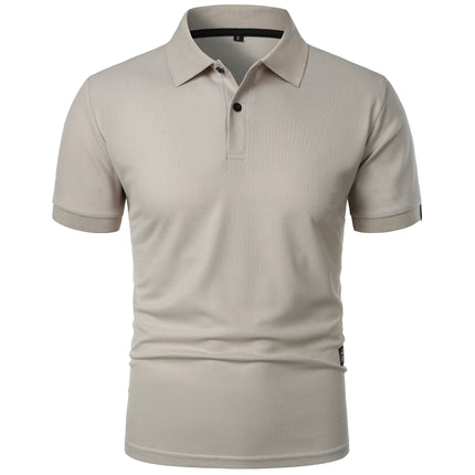 Men's Casual Short Sleeve Button-Up Lapel Solid Color T-Shirt