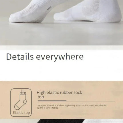 10 paires de chaussettes HLHYX pour homme en coton déodorant, à fond en éponge, mi-mollet, blanches, épaissies, pour le sport et le basket-ball