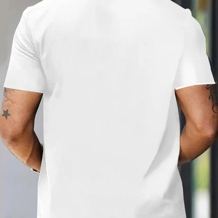 Men's Fashion Balance Letter Pattern Crew Neck Short Sleeve Casual T-Shirt PlatiNum