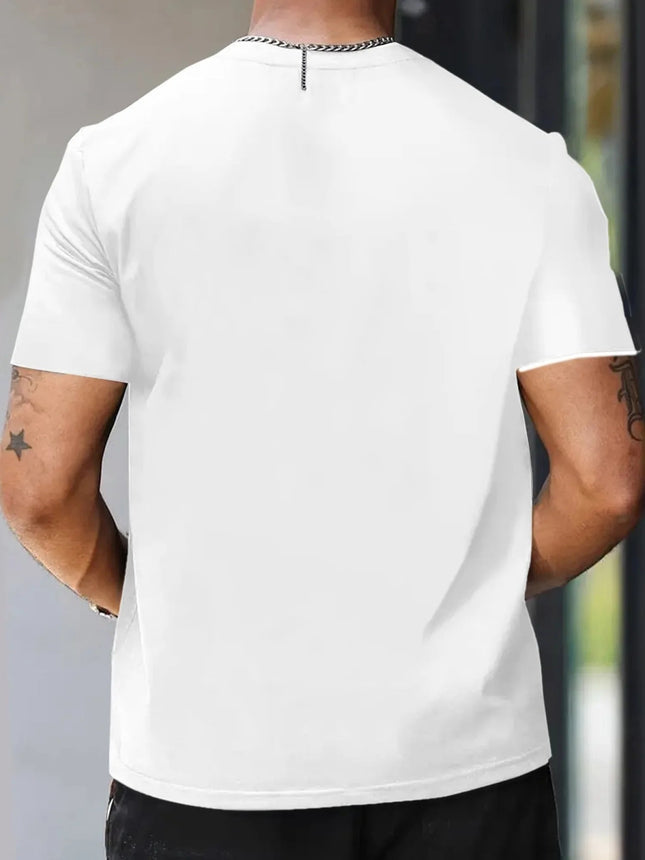 Men's Fashion Balance Letter Pattern Crew Neck Short Sleeve Casual T-Shirt PlatiNum