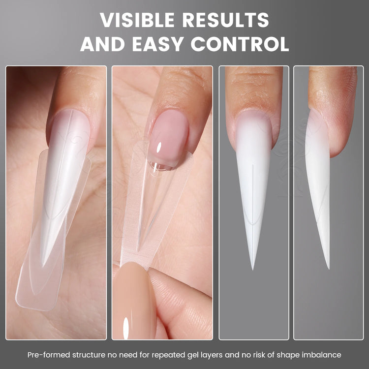 Original YOKEFELLOW Sandwich Dual Nail Form Short Stiletto Nail Extension Form 240pcs Top Form Bottom Form For Quick Nail Extensions IM222