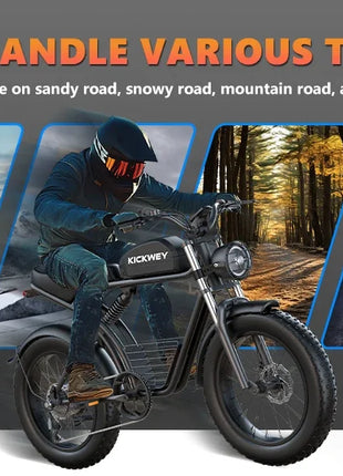 Bicicletta Elettrica KICKWEY K7 Peak 1500W 48V 18.2Ah con Pneumatici Larghi Fuoristrada 20x4.0, Cambio a 7 Velocità, Consegna Rapida, Velocità Massima di 55 Km/h e Autonomia di 100 Km
