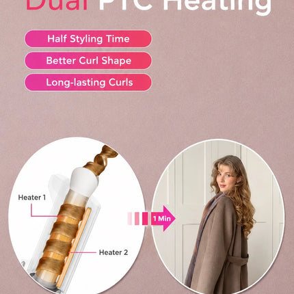 TYMO CURLPRO PLUS Auto Rotating Curling Iron Ceramic Curler, Anti-Scald, Anti-Tangle,32MM,600m Ion, Dual Voltage, for Women