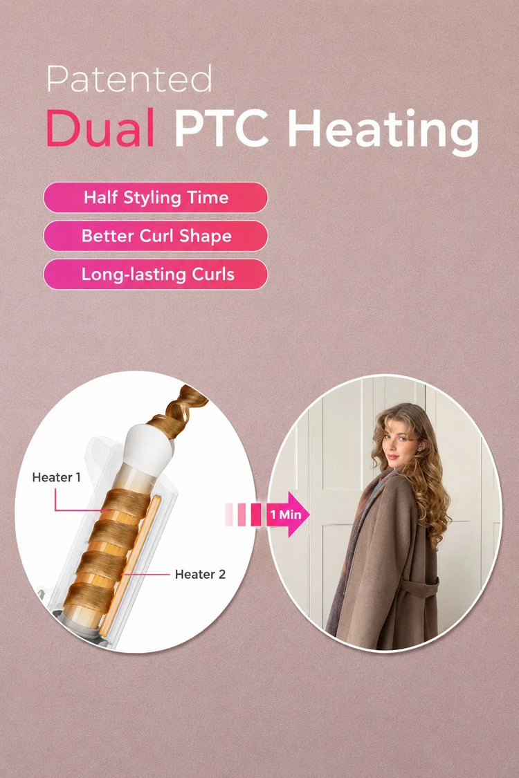TYMO CURLPRO PLUS Auto Rotating Curling Iron Ceramic Curler, Anti-Scald, Anti-Tangle,32MM,600m Ion, Dual Voltage, for Women