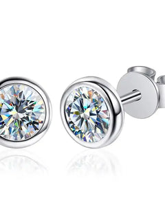 KNB Real 0.5-1ct Moissanite Diamond Round Stud Earrings for Women 925 Sterling Silver Wedding Earring Luxury Fine Jewelry Gifts