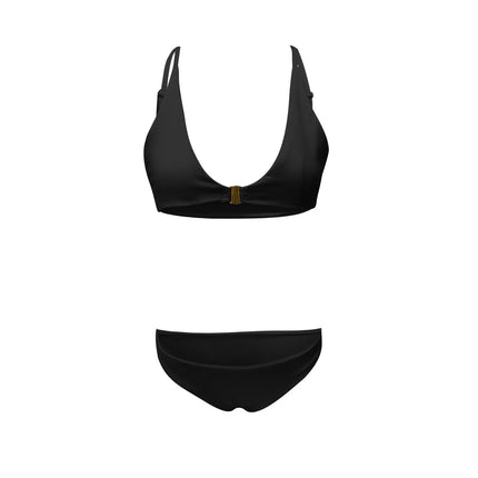 Muslimmuslimlim's Sexy muslimah Fashion tinta unita costumi da bagno donna vita alta Gold Lock Bikini Sexy Beachwear costume da bagno platinumshop