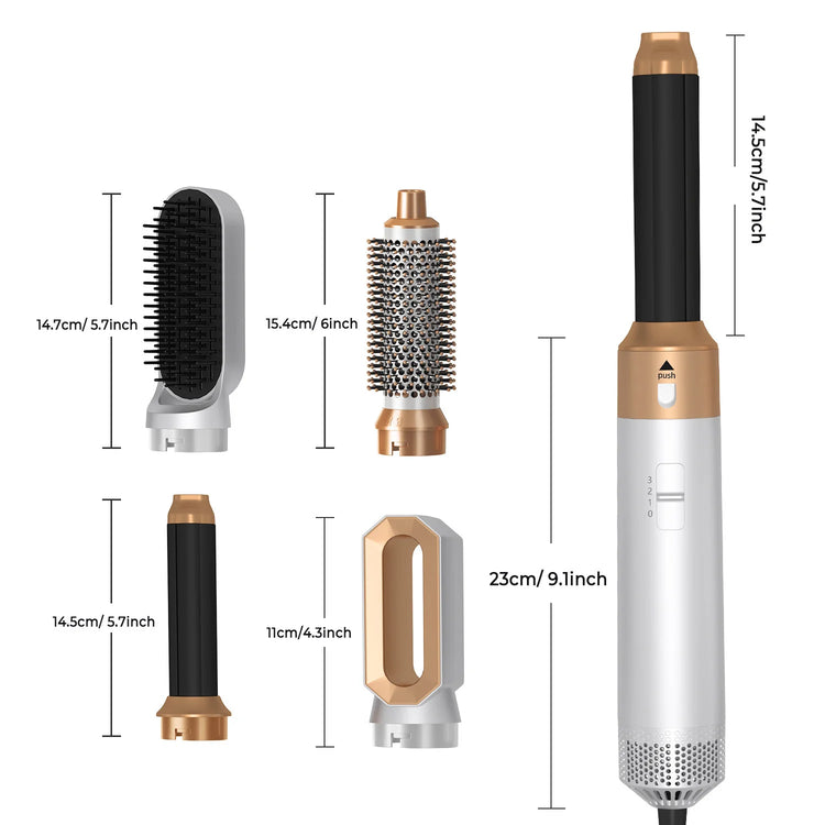 LUXLOCK 5-In-1 Hair Dryer Curling Iron Hot Air Comb Dyso Air Bag Hair Dryer Styling Tool Straightener Hairdressing Tool Gift