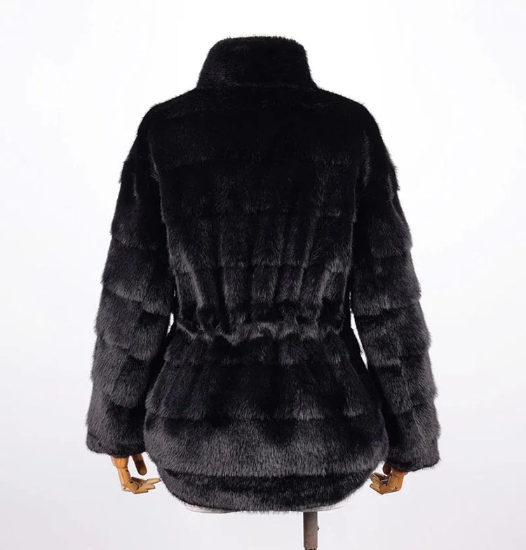 ZADORIN Luxury Designer Clothing Woman Mink Coat 2026 Chic Stand Collar Belted Brown Faux Fur Coat Woman Fluffy Fur Jacket Coats