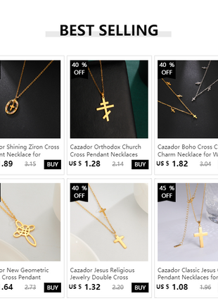 Cazador Collana con ciondolo croce religiosa alla moda di Gesù Collane a catena in acciaio inossidabile color oro per regalo di gioielli cavi unisex PlatiNum