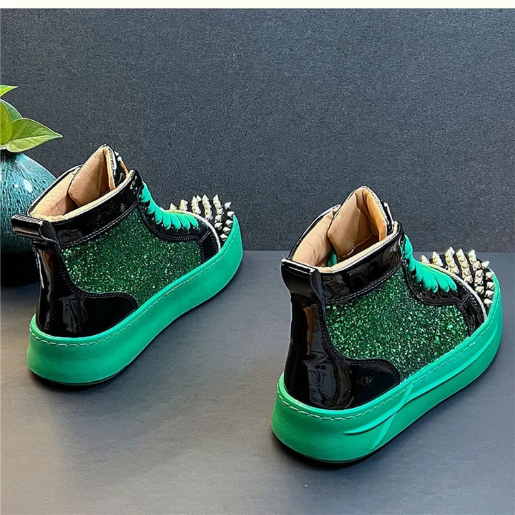 Rhinestone Luxury Designer Sneakers Italy Fashion Men Punk Hip Hop Platform Casual Shoes Trainers Business Wedding Loafers 93