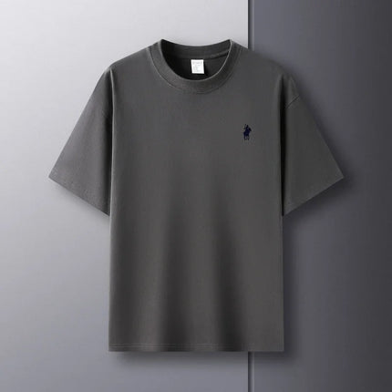 Men's Round Neck Short Sleeve 100% Pure Cotton T-shirt Hot Sale Luxury Brand Summer Exquisite Embroidery Pony Breathable Top