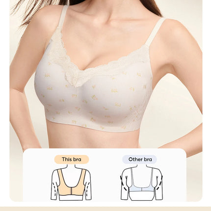 FallSweet French Floral Wireless Push Up Bra for Women Sweet Lace Bralette with Small Breasts Anti-sagging Brassiere Lingerie