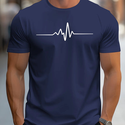 Men's Short Sleeve Round Neck T-Shirt Sporty Casual Slim Fit Creative Summer Graphic Print Polyester Men's