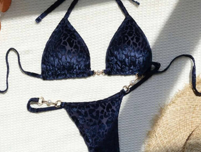 S-XL Leopard Halter Mini Micro Perizoma Bikini Donna Costumi da bagno Costume da bagno femminile Bikini a due pezzi Bagnante Costume da bagno Swim V5207 platinumshop
