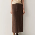 Women Pure Cashmere Long Skirts Autumn Winter Straight Ankle Length Thick Skirts 100% Cashmere Knit Drawstring and Split Skirts PlatiNum