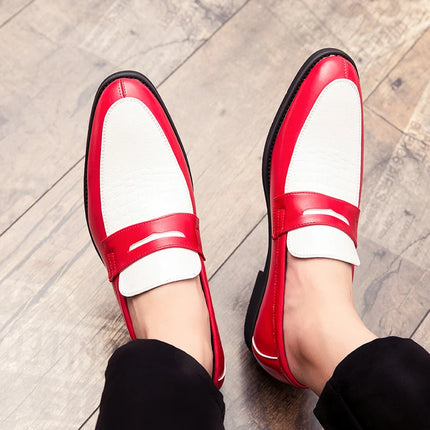 Moda Bianco Rosso Blu Mix Patchwork Scarpe casual per uomo Designer Penny Mocassini Abito da ballo formale per matrimonio Calzature per ritorno a casa