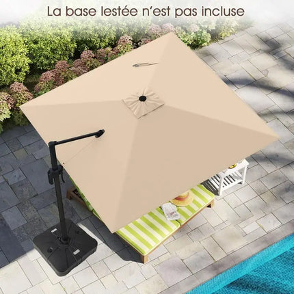 Ombrellone a braccio laterale da patio da 294 cm, quadrato, con rotazione - Beige