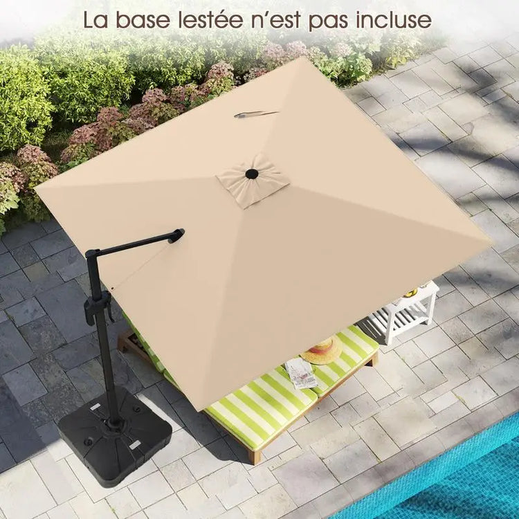 Ombrellone a braccio laterale da patio da 294 cm, quadrato, con rotazione - Beige