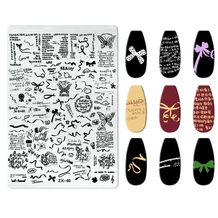Flowers Love Nail Stamping Newspaper Splice Theme Irregular Stamping Plates Letter Nail Art Printing Stencil Tool Big Size Tools
